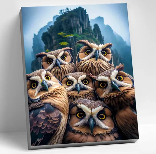 HR0618 Картина по номерам (40х50) СОВЫ