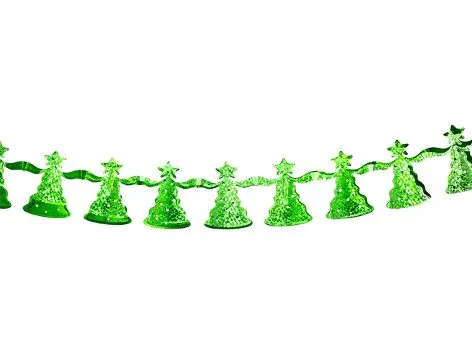 Гирлянда "Елочка" из фольги зеленая голографическая 15 см х 2,1 м B602HGR
