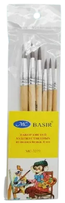 Н-р кисти Basir 6шт (белка N1,2,3,4,5,6) МС-3273