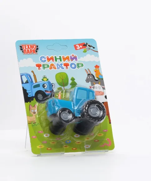 Машина металл СИНИЙ ТРАКТОР с телегой 7,5 см, синий, BLUTRA-7CART-BU-WOD