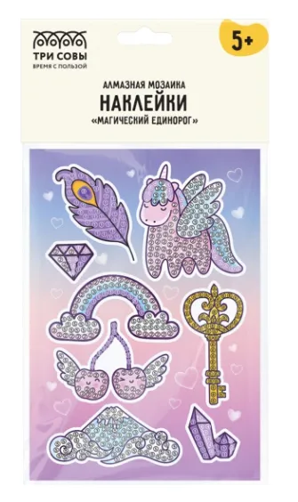 Алмазная мозаика, наклейки ТРИ СОВЫ "Магический единорог" АМН_48222