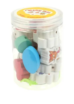 Игрушка деревянная Три Кота шнуровка-бусы, банка, стикер Буратино, 1063-CATS 346569