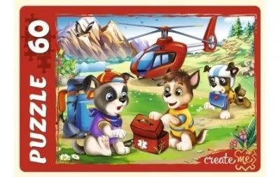 Пазлы 60 элементов. Добрые щенки-спасатели, ПУ60-0463/РК
