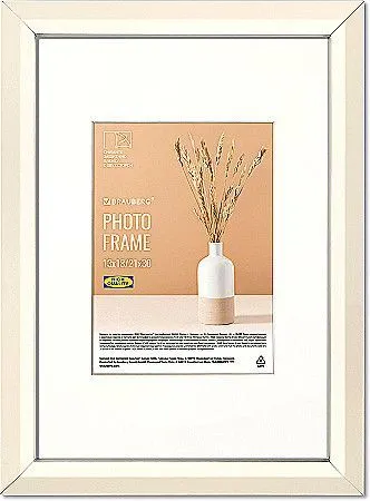 Рамка 21*30см с паспарту 15*21см небьющаяся,  МДФ, BRAUBERG Zool, слоновая кость, 391376