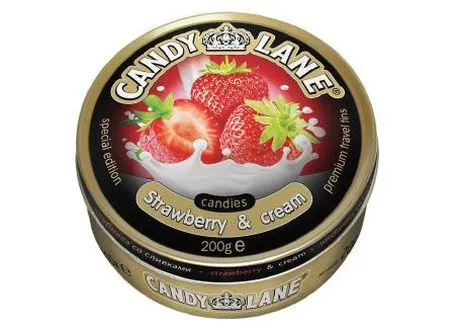Candy Lane леденцы клубника со сливками 200г.ж/б