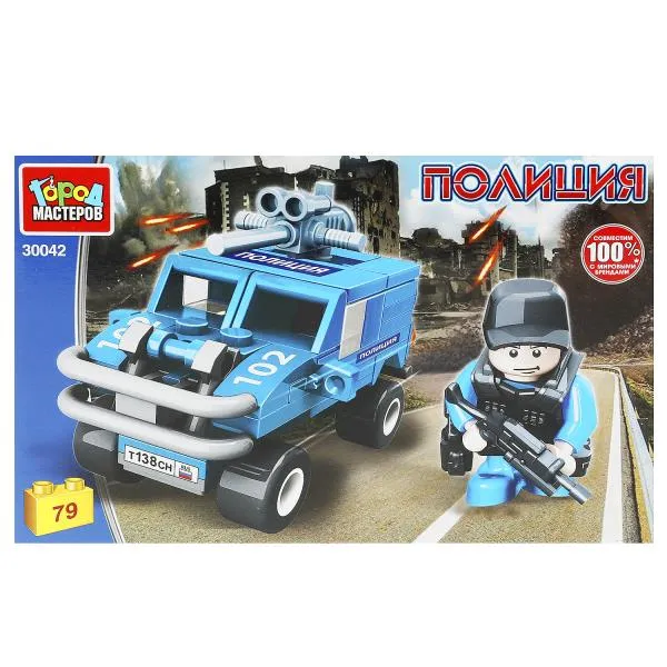 Конструктор ПОЛИЦЕЙСКИЙ с машиной, 79 дет., 30042-KK 371250