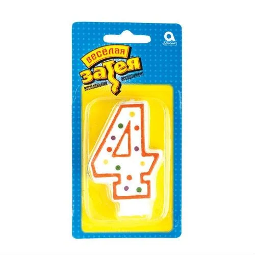 Свеча-цифра "4" 7,6см.1502-0143