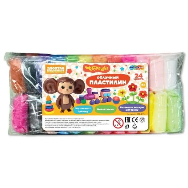 Легкий пластилин Чебурашка 24 цв. 10 гр FLUFFY24-121131 389436