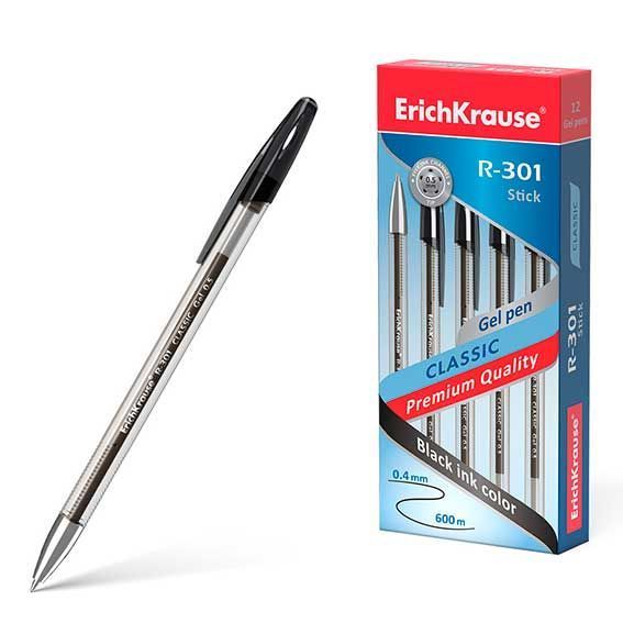 Ручка гелевая ErichKrause® R-301 Classic Gel Stick 0.5, черн., 53347