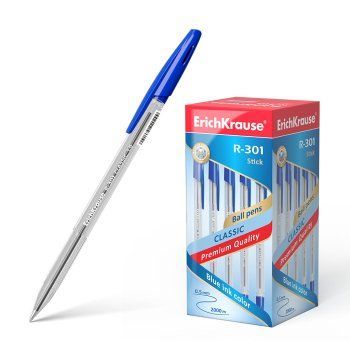 Ручка шарик. ErichKrause® R-301 Classic Stick 1.0, цв. синий, 43184
