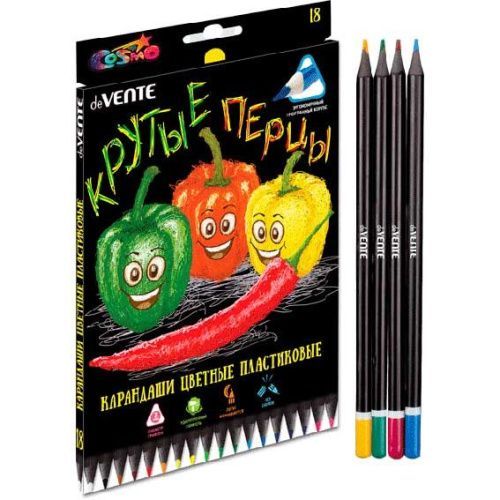 Карандаши пласт. 3-хгр. 18цв "Juicy Black" DEVENTE 5023119