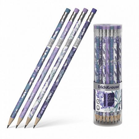 Ч/г трехгранный карандаш с ластиком  ErichKrause Lavender HB 56956