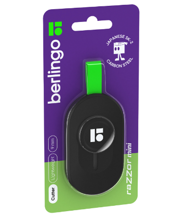 Нож канцелярский 9мм Berlingo "Razzor mini", push-lock, BM4143 373371