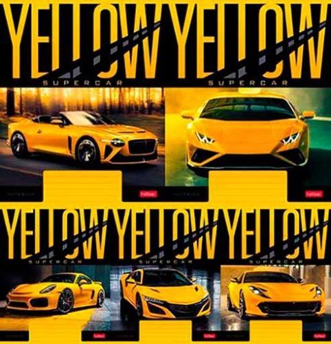 Тетрадь 18л клетка Hatber YELLOWsupercar 18Т5В1