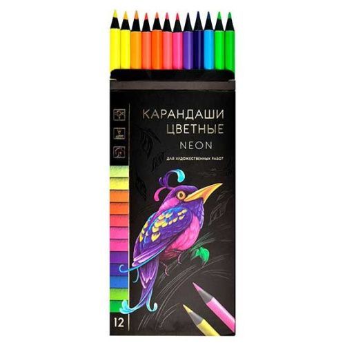 Картинка Карандаши цветные 12цв. арт. 64100 НЕОН от магазина «Мишка Панда»