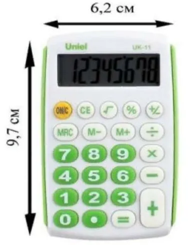 Калькулятор карманный 97*62мм зеленый/белый UNIEL UK-11G